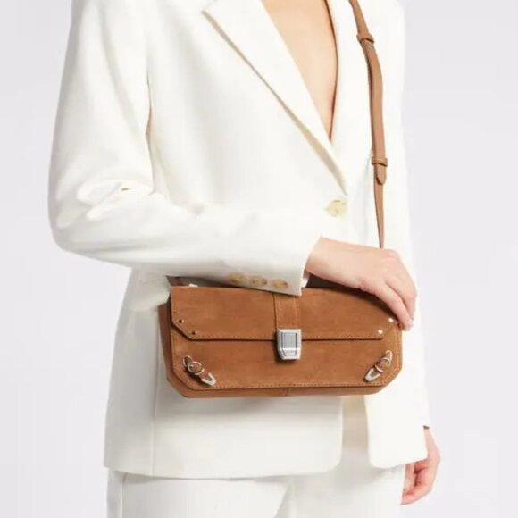 RAG & BONE Max Convertible Shoulder Bag In Brown Suede with dustbag NIP - Picture 1 of 7